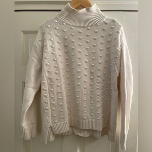 Talbots Cozy Cream Turtleneck Sweater with polka dots